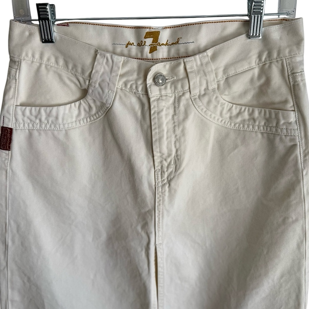 7 For All Mankind Early 00s Jerome Dahan Cream Cotton Vintage Mid Rise Skirt 26 - Picture 3 of 8